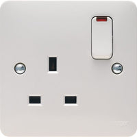Hager WMSS81N Sollysta White Moulded 13A 1G DP Switched Socket + LED Indicator