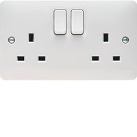 Hager WMSS82 Sollysta White Moulded 13A 2 Gang DP Switched Socket