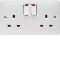 Hager WMSS82N Sollysta White Moulded 13A 2G DP Switched Socket(Dual Earth) + LED Indicator