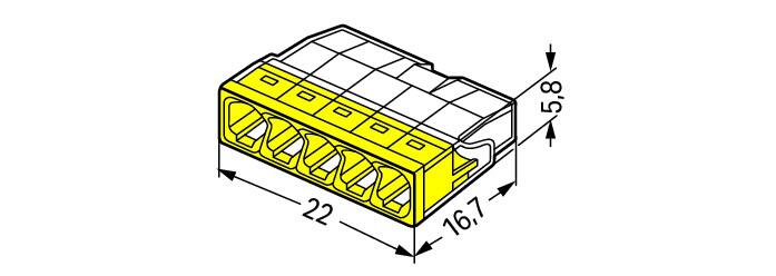 Wago 2273-205 5-Conductor Compact Push Wire Connector Terminal Block Yellow (100 Full Box) - westbasedirect.com