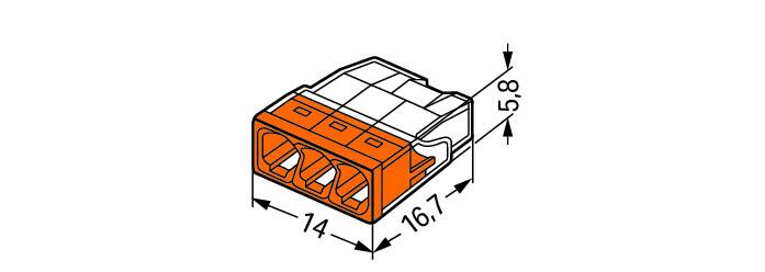 Wago 2273-203 3-Conductor Compact Push Wire Connector Terminal Block Orange (100 Full Box) - westbasedirect.com