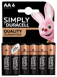 Duracell SIMPLY AA LR6 MN1500 Alkaline Batteries | 6 Pack