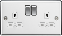 Knightsbridge CL9PCWx5 Rounded Edge 13A 2G DP Switched Socket - Polished Chrome + White Insert (5 Pack)