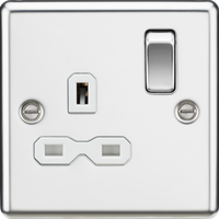 Knightsbridge CL7PCWx10 Rounded Edge 13A 1G DP Switched Socket - Polished Chrome + White Insert (10 Pack)