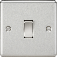 Knightsbridge CL2BCx10 Rounded Edge 10AX 1G 2-Way Plate Switch - Brushed Chrome (10 Pack)