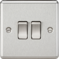 Knightsbridge CL3BCx10 Rounded Edge 10AX 2G 2-Way Plate Switch - Brushed Chrome (10 Pack)