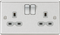 Knightsbridge CL9BCGx5 Rounded Edge 13A 2G DP Switched Socket - Brushed Chrome + Grey Insert (5 Pack)