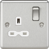 Knightsbridge CL7BCWx10 Rounded Edge 13A 1G DP Switched Socket - Brushed Chrome + White Insert (10 Pack)