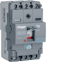 Hager HDA040U 40A 18kA Triple Pole Adjustable Thermal TM MCCB h3 x160