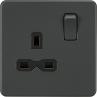 Knightsbridge SFR7000AT Screwless 13A 1G DP Switched Socket - Anthracite