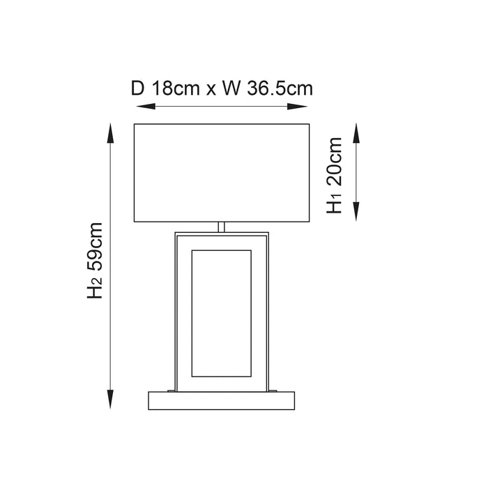 Endon 0195-DW Portal 1lt Table Dark wood & cream fabric 60W E27 GLS (Required) - westbasedirect.com