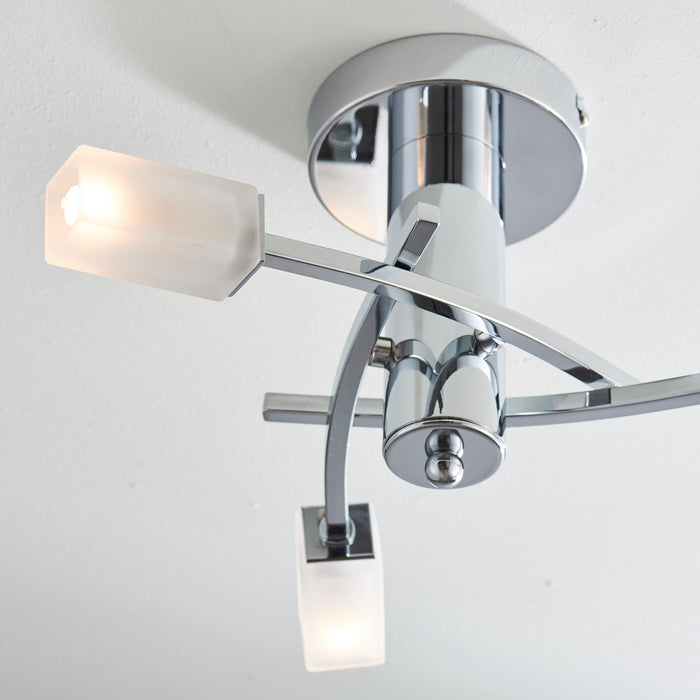 Endon 146-3CH Havana 3lt Semi flush Chrome plate & frosted glass 3 x 3W LED G9 (Required) - westbasedirect.com