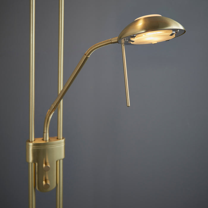Endon ROME-SB Rome 2lt Floor Satin brass plate & opal glass 230W R7s tungsten (117mm) & 33W G9 clear capsule (Required) - westbasedirect.com