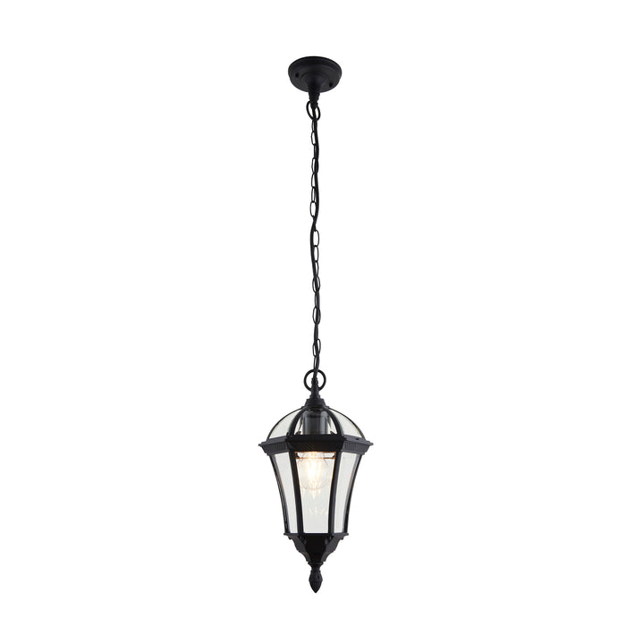 Endon YG-3503 Drayton 1lt Pendant Textured black & clear glass 60W E27 GLS (Required) - westbasedirect.com