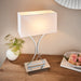 Endon 96930-TLCH Epalle 1lt Table Chrome plate & white fabric 60W E14 candle (Required) - westbasedirect.com