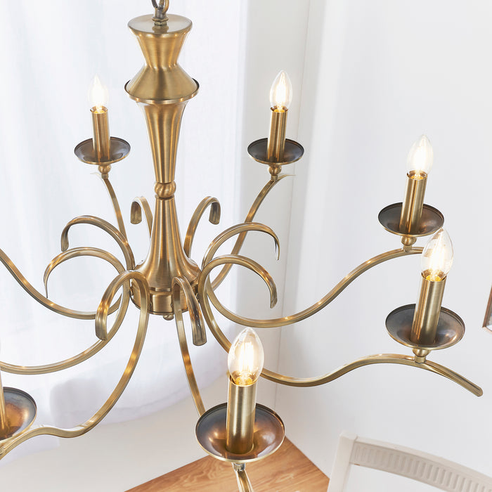 Endon KORA-8AB Kora 8lt Pendant Antique brass plate 8 x 40W E14 candle (Required) - westbasedirect.com