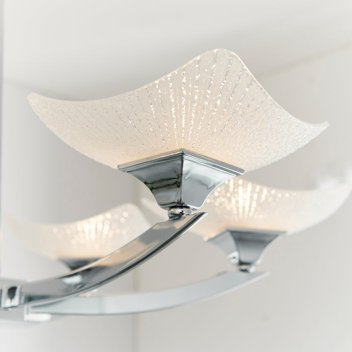 Endon AYRES-6CH Ayres 6lt Semi flush Chrome plate & scavo glass 6 x 33W G9 clear capsule (Required) - westbasedirect.com
