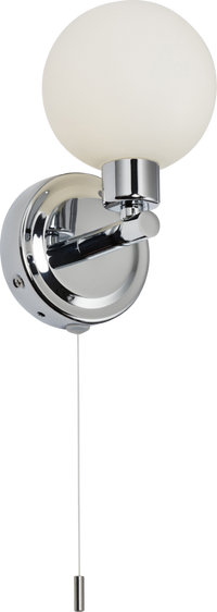 Knightsbridge BA01S1C 230V IP44 G9 Single Wall light with Round Frosted Glass - Chrome