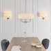 Endon 60129 Nixon 3lt Pendant Bright nickel plate & vintage white fabric 3 x 40W E14 candle (Required) - westbasedirect.com