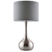Endon 61192 Piccadilly 1lt Table Satin nickel plate & grey fabric 40W E14 candle (Required) - westbasedirect.com