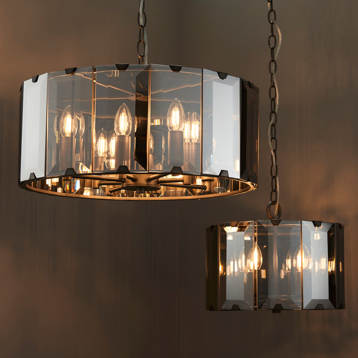 Endon 61281 Clooney 4lt Pendant Slate grey & smoked cut glass 4 x 40W E14 candle (Required) - westbasedirect.com