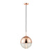 Endon 68956 Paloma 1lt Pendant Copper & clear ribbed glass 7W LED E14 (Required) - westbasedirect.com