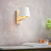 Endon 69083 Harvey 1lt Wall Brushed satin gold finish & vintage white fabric 40W E14 golf (Required) - westbasedirect.com