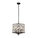 Endon 69390 Belle 5lt Pendant Dark bronze paint & clear crystal 5 x 40W E14 candle (Required) - westbasedirect.com
