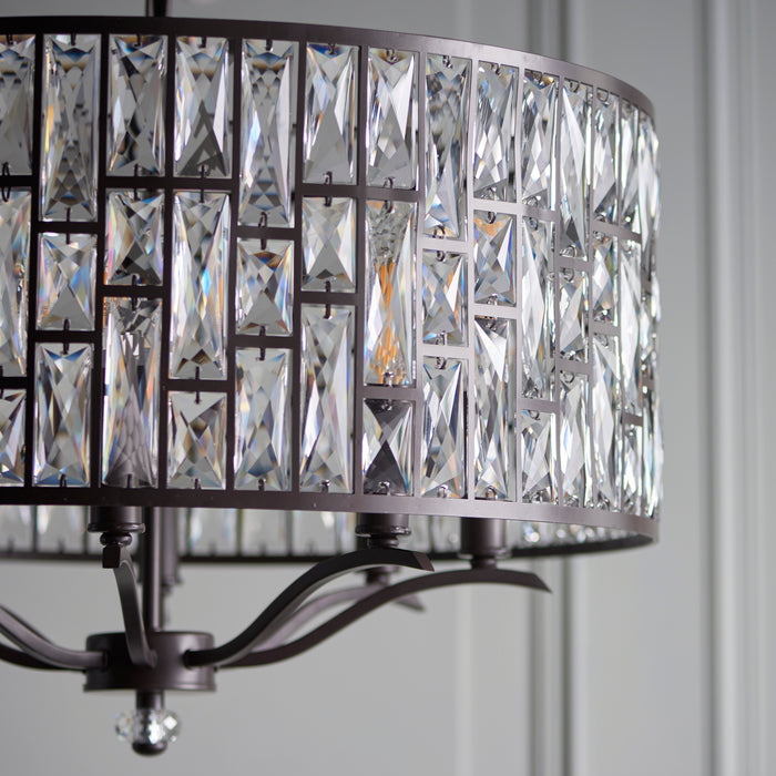Endon 69391 Belle 8lt Pendant Dark bronze paint & clear crystal 8 x 40W E14 candle (Required) - westbasedirect.com