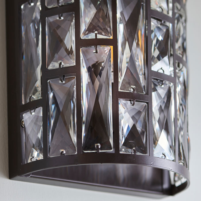 Endon 69392 Belle 1lt Wall Dark bronze paint & clear crystal 40W E14 candle (Required) - westbasedirect.com