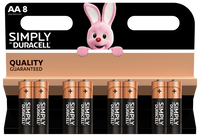 Duracell SIMPLY AA LR6 MN1500 Alkaline Batteries | 8 Pack