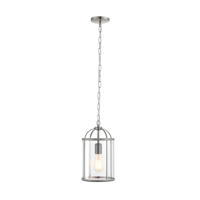 Endon 70323 Lambeth 1lt Pendant Satin nickel plate & clear glass 40W E27 GLS (Required) - westbasedirect.com