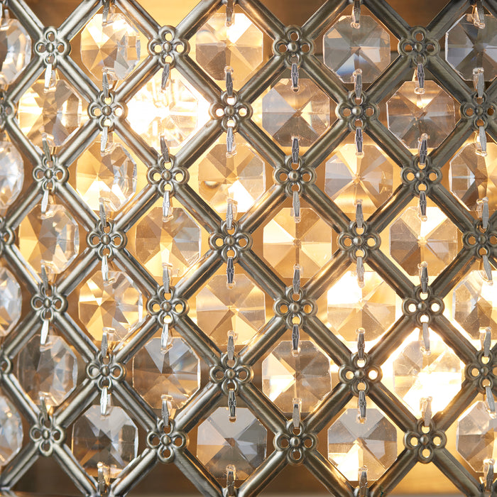 Endon 70559 Hudson 2lt Wall Antique brass plate & clear crystal 2 x 60W E14 golf (Required) - westbasedirect.com