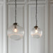 Endon 71123 Brydon 1lt Pendant Antique brass plate & clear ribbed glass 10W LED E27 (Required) - westbasedirect.com