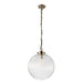 Endon 71124 Brydon 1lt Pendant Antique brass plate & clear ribbed glass 10W LED E27 (Required) - westbasedirect.com