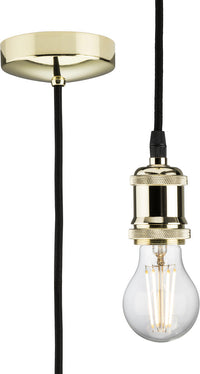 Knightsbridge 8271LPB 1.8m E27 Vintage Pendant Set - Polished Brass