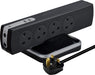 Masterplug 8 Socket 2m 13A + 2x3.1A USB Switched Surge Tower Extension Lead Gloss Black - westbasedirect.com