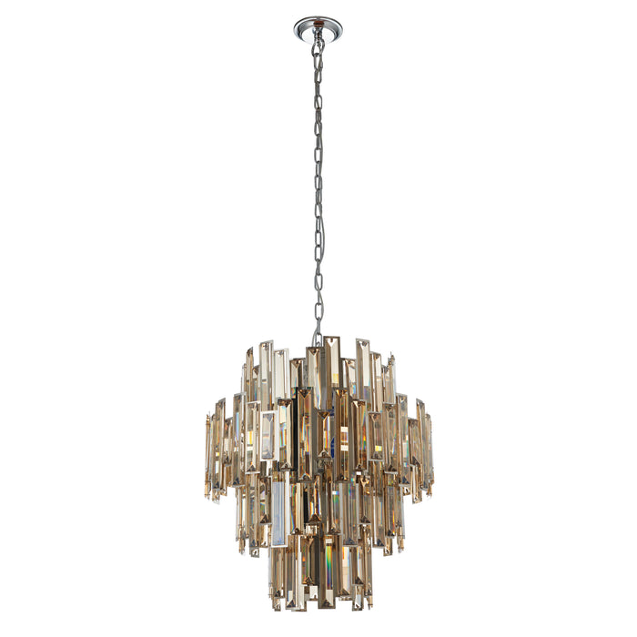 Endon 72744 Viviana 12lt Pendant Chrome plate & champagne crystal 12 x 40W E14 candle (Required) - westbasedirect.com