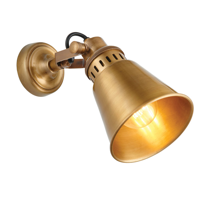 Endon 73104 Elms 1lt Wall Antique solid brass 15W LED E27 (Required) - westbasedirect.com