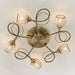 Endon 73757 Aherne 5lt Semi flush Antique brass plate with clear glass & antique brass wire 5 x 33W G9 clear capsule (Required) - westbasedirect.com