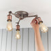 Endon 76124 Hal 3lt Semi flush Aged pewter & aged copper plate 3 x 40W E27 GLS (Required) - westbasedirect.com