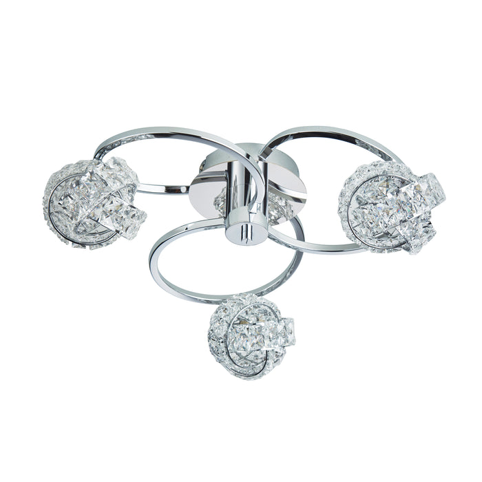 Endon 76285 Talia 3lt Semi flush Chrome plate & clear crystal 3 x 28W G9 clear capsule (Required) - westbasedirect.com