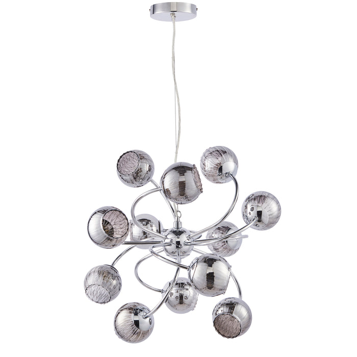 Endon 76315 Aerith 12lt Pendant Chrome plate & smoked mirror glass 12 x 28W G9 clear capsule (Required) - westbasedirect.com