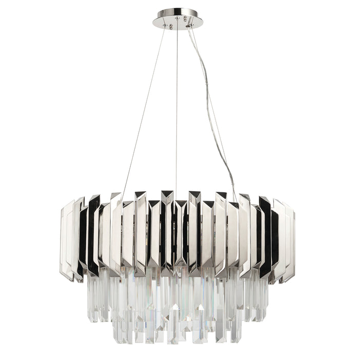 Endon 76430 Valetta 6lt Pendant Clear crystal & polished stainless steel 6 x 40W E14 candle (Required) - westbasedirect.com
