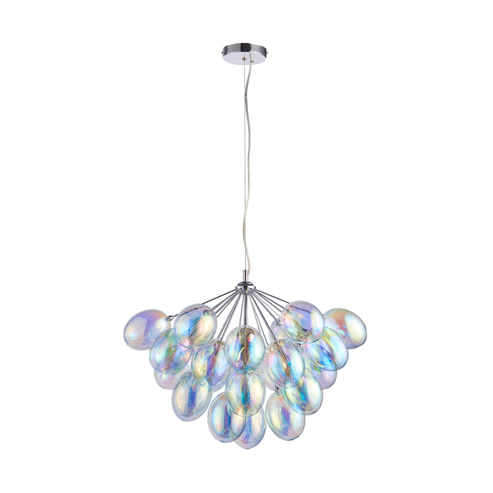 Endon 76450 Infinity 6lt Pendant Chrome plate & iridescent glass 6 x 28W G9 clear capsule (Required) - westbasedirect.com