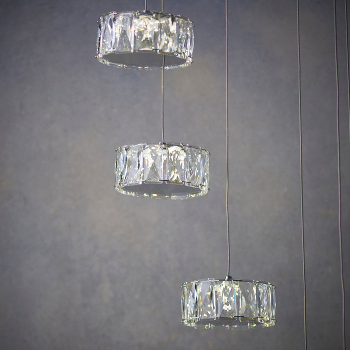 Endon 76486 Prisma 16lt Pendant Chrome plate & clear crystal 16 x 4.06W LED (SMD 2835) Cool White - westbasedirect.com