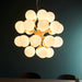Endon 76499 Oscar 28lt Pendant Satin brass plate & gloss white glass 28 x 18W G9 clear capsule (Required) - westbasedirect.com
