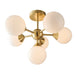 Endon 76501 Oscar 6lt Semi flush Satin brass plate & gloss white glass 6 x 18W G9 clear capsule (Required) - westbasedirect.com