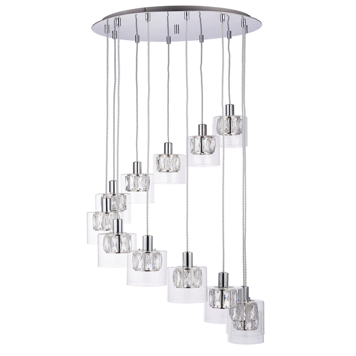 Endon 76518 Verina 12lt Pendant Chrome plate & clear glass 12 x 3W LED G9 (Required) - westbasedirect.com