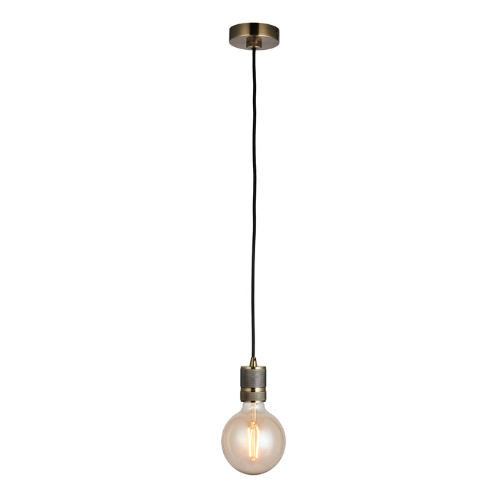 Endon 76587 Urban 1lt Pendant Antique brass plate 60W E27 GLS (Required) - westbasedirect.com